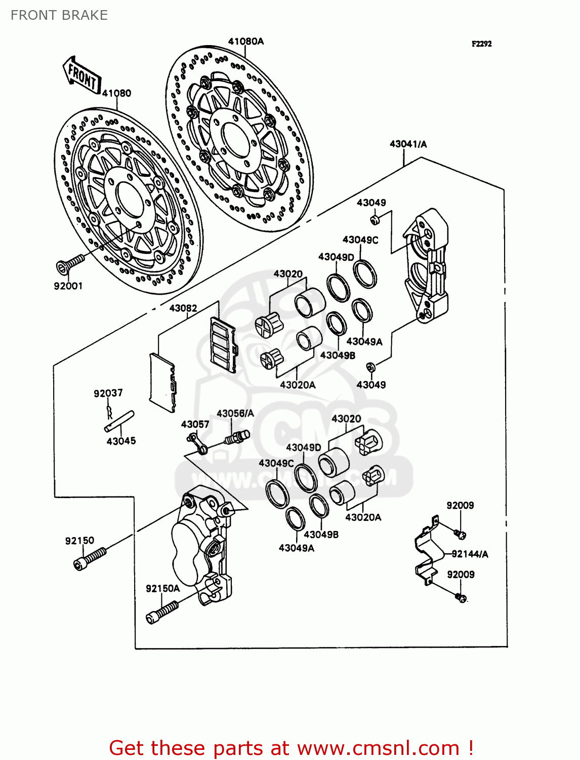 FRONT BRAKE ZX750H2 ZXR750 1990 EUROPE UK FR AR FG GR IT NR SD SP ST