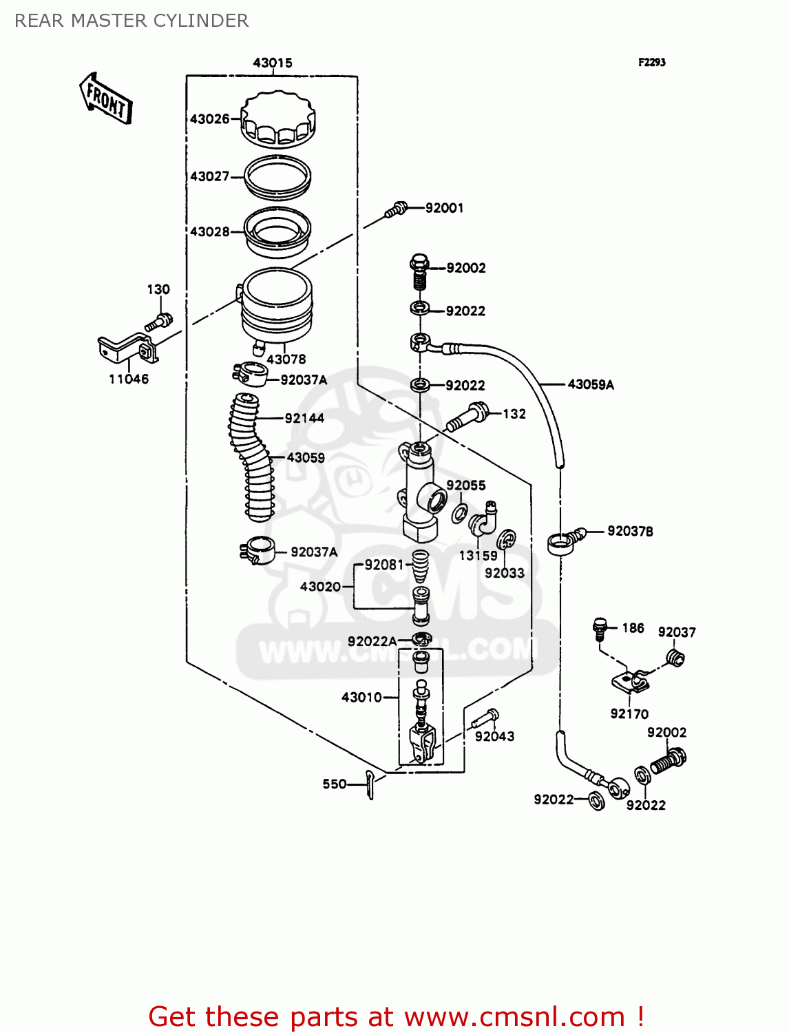 REAR MASTER CYLINDER ZX750H2 ZXR750 1990 EUROPE UK FR AR FG GR IT NR SD SP ST