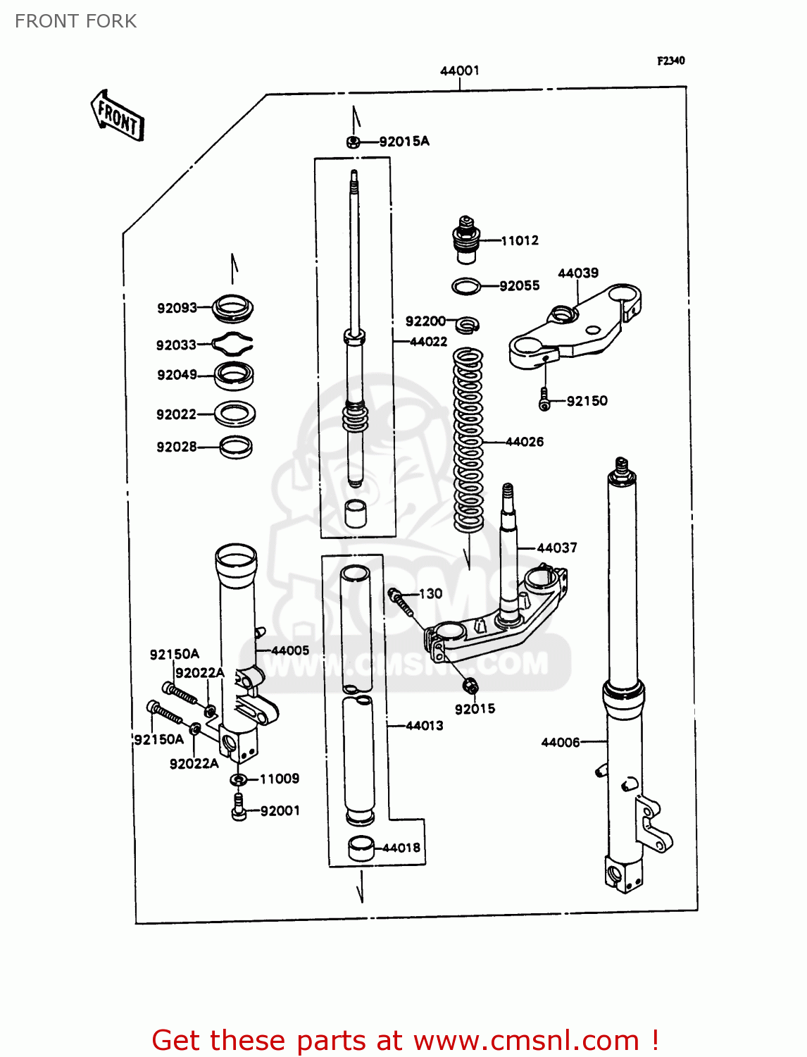FRONT FORK ZX750H2 ZXR750 1990 EUROPE UK FR AR FG GR IT NR SD SP ST