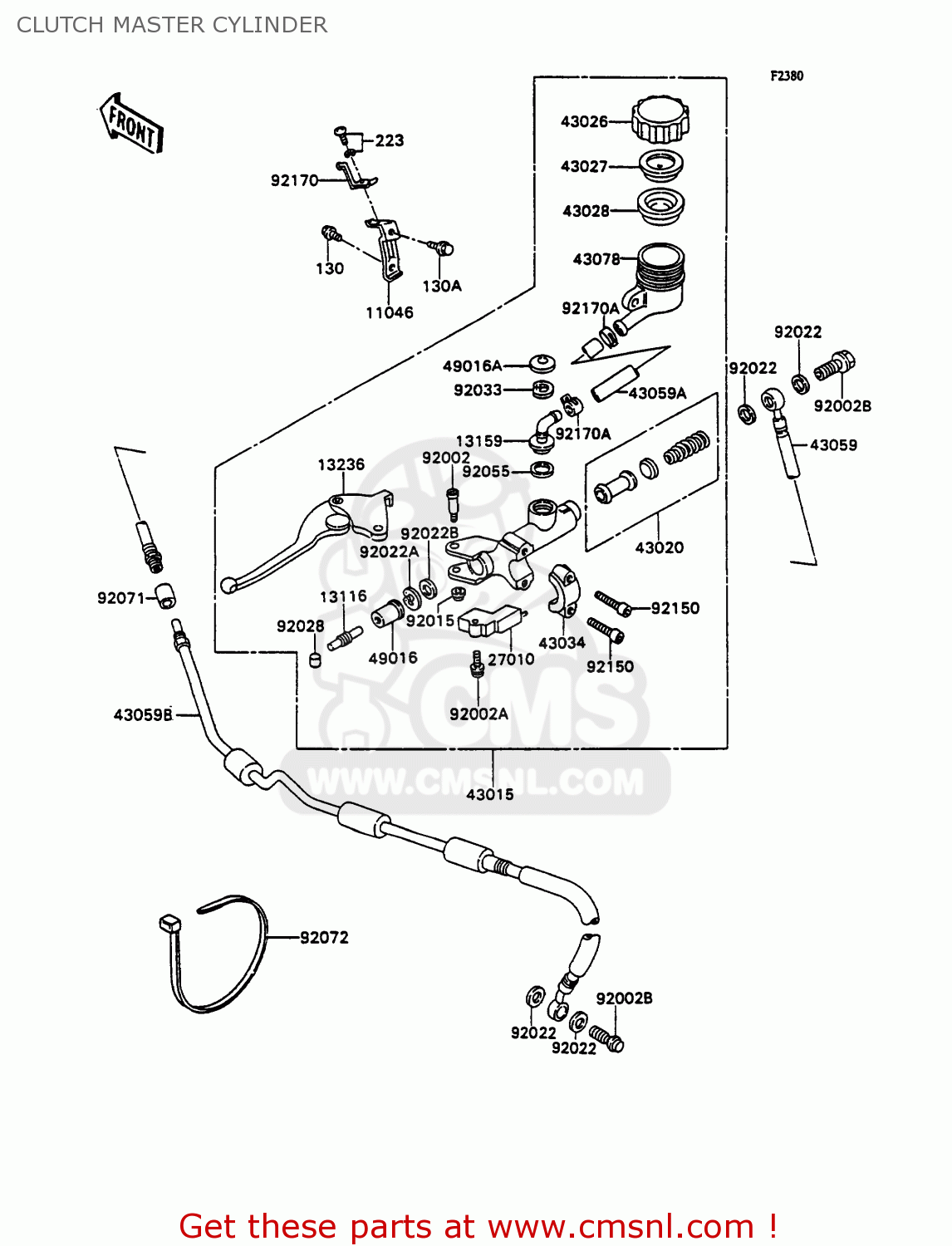 CLUTCH MASTER CYLINDER ZX750H2 ZXR750 1990 EUROPE UK FR AR FG GR IT NR SD SP ST