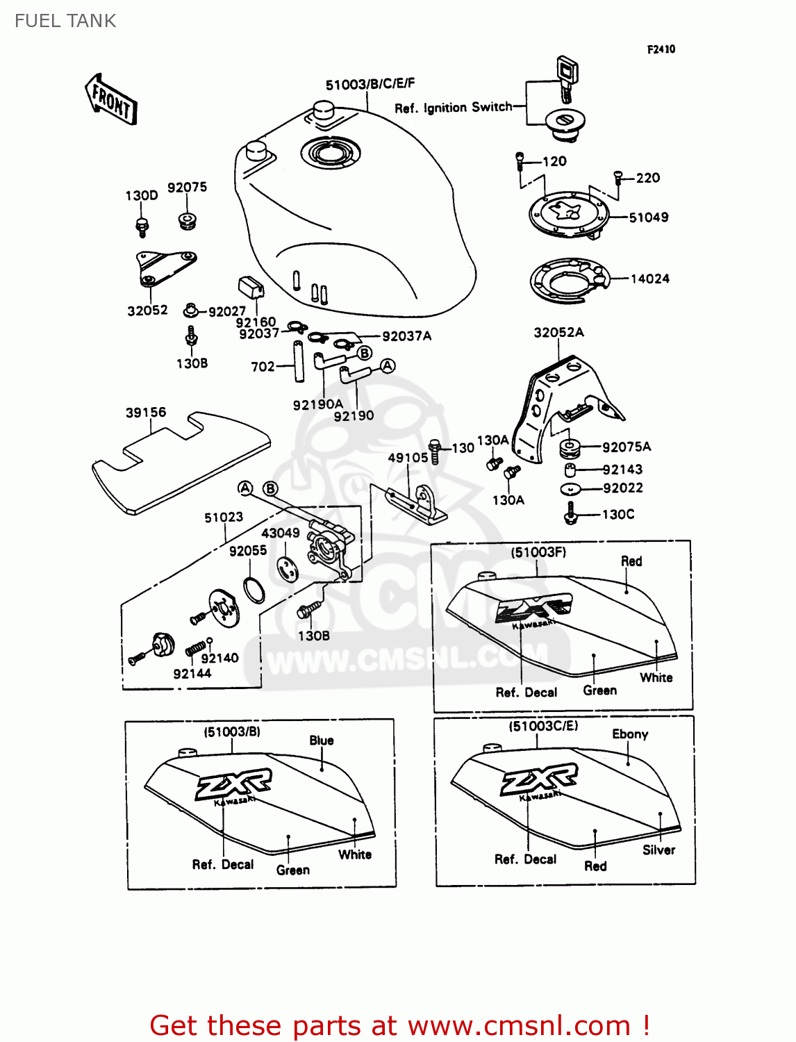 FUEL TANK ZX750H2 ZXR750 1990 EUROPE UK FR AR FG GR IT NR SD SP ST