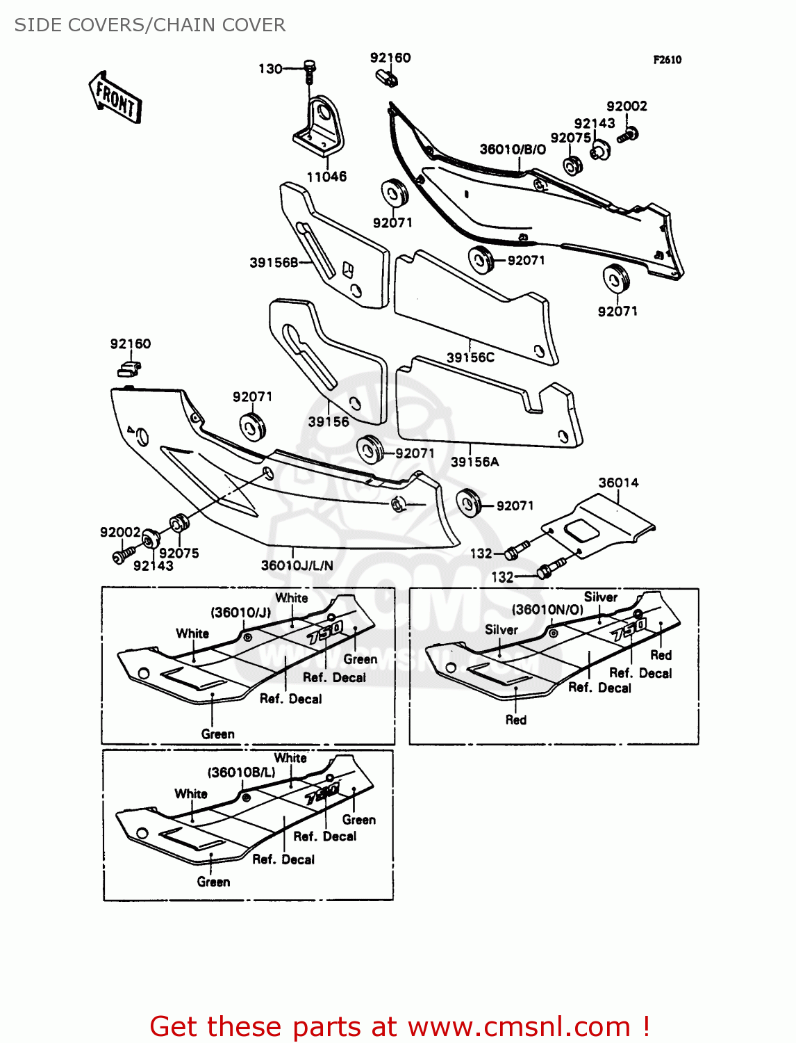 SIDE COVERS/CHAIN COVER ZX750H2 ZXR750 1990 EUROPE UK FR AR FG GR IT NR SD SP ST