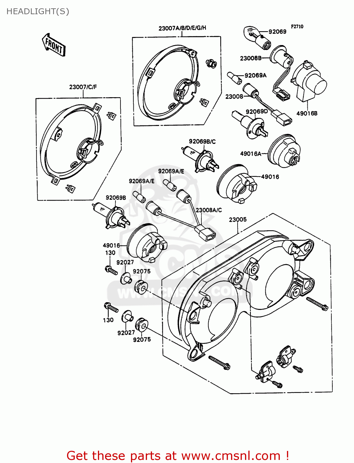 HEADLIGHT(S) ZX750H2 ZXR750 1990 EUROPE UK FR AR FG GR IT NR SD SP ST