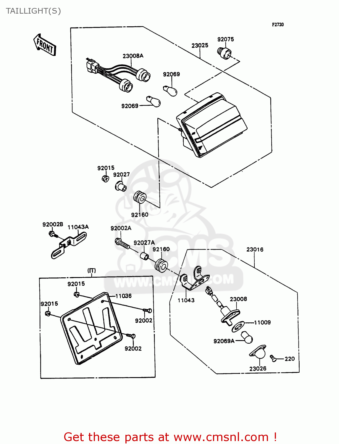 TAILLIGHT(S) ZX750H2 ZXR750 1990 EUROPE UK FR AR FG GR IT NR SD SP ST
