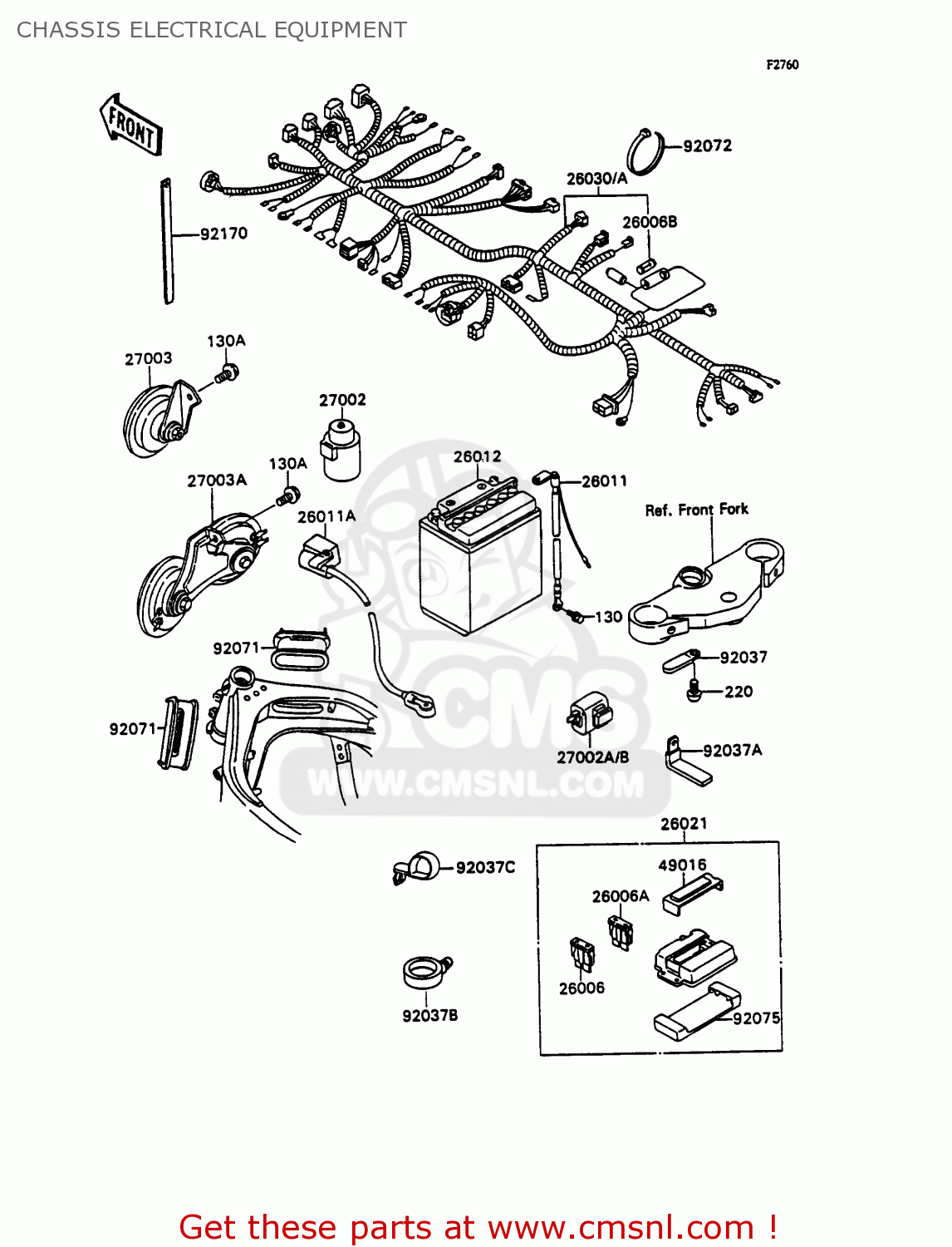 CHASSIS ELECTRICAL EQUIPMENT ZX750H2 ZXR750 1990 EUROPE UK FR AR FG GR IT NR SD SP ST