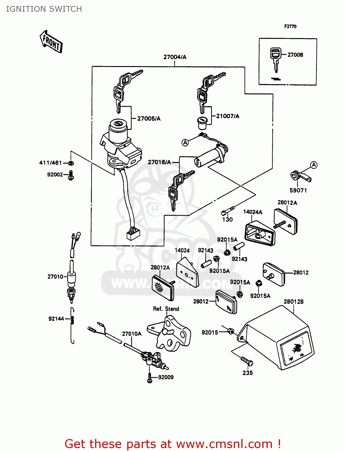 IGNITION SWITCH ZX750H2 ZXR750 1990 EUROPE UK FR AR FG GR IT NR SD SP ST