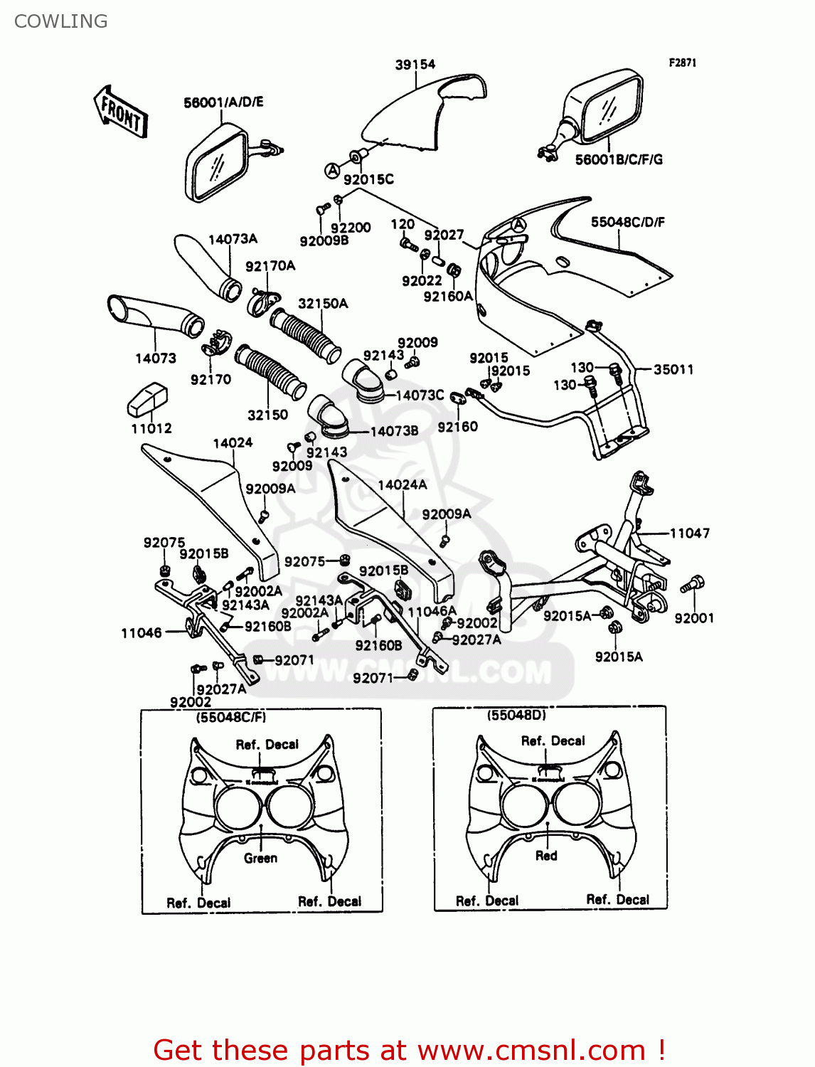 COWLING ZX750H2 ZXR750 1990 EUROPE UK FR AR FG GR IT NR SD SP ST