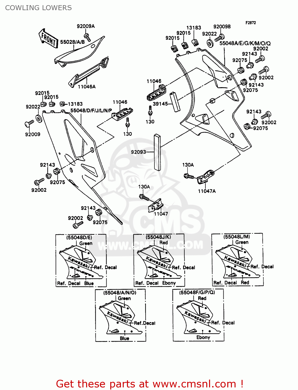 COWLING LOWERS ZX750H2 ZXR750 1990 EUROPE UK FR AR FG GR IT NR SD SP ST