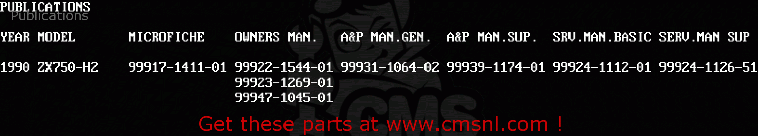 Publications ZX750H2 ZXR750 1990 EUROPE UK FR AR FG GR IT NR SD SP ST