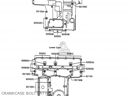CRANKCASE BOLT PATTERN - ZX750H2 ZXR750 1990 EUROPE UK FR AR FG GR IT NR SD SP ST