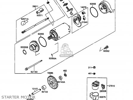 STARTER MOTOR - ZX750H2 ZXR750 1990 EUROPE UK FR AR FG GR IT NR SD SP ST