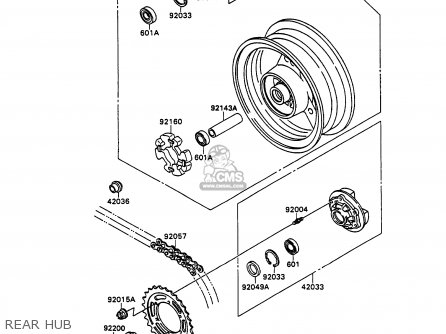 REAR HUB - ZX750H2 ZXR750 1990 EUROPE UK FR AR FG GR IT NR SD SP ST