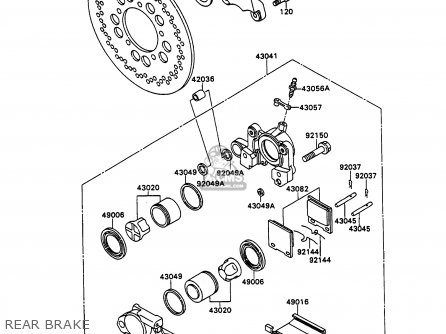 REAR BRAKE - ZX750H2 ZXR750 1990 EUROPE UK FR AR FG GR IT NR SD SP ST