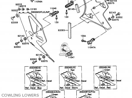 COWLING LOWERS - ZX750H2 ZXR750 1990 EUROPE UK FR AR FG GR IT NR SD SP ST