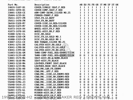 1990 ZX750-H2     GM FIRECRAKER RED / EBONY /GALAXY SILVER - ZX750H2 ZXR750 1990 EUROPE UK FR AR FG GR IT NR SD SP ST