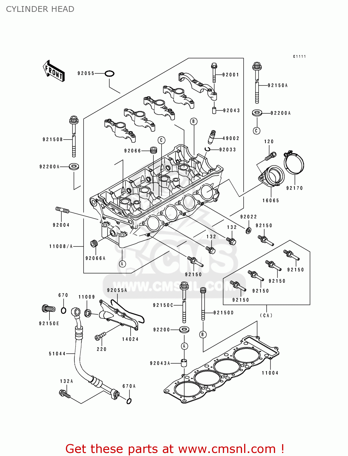 CYLINDER HEAD ZX750J1 NINJA ZX7 1991 USA CALIFORNIA CANADA