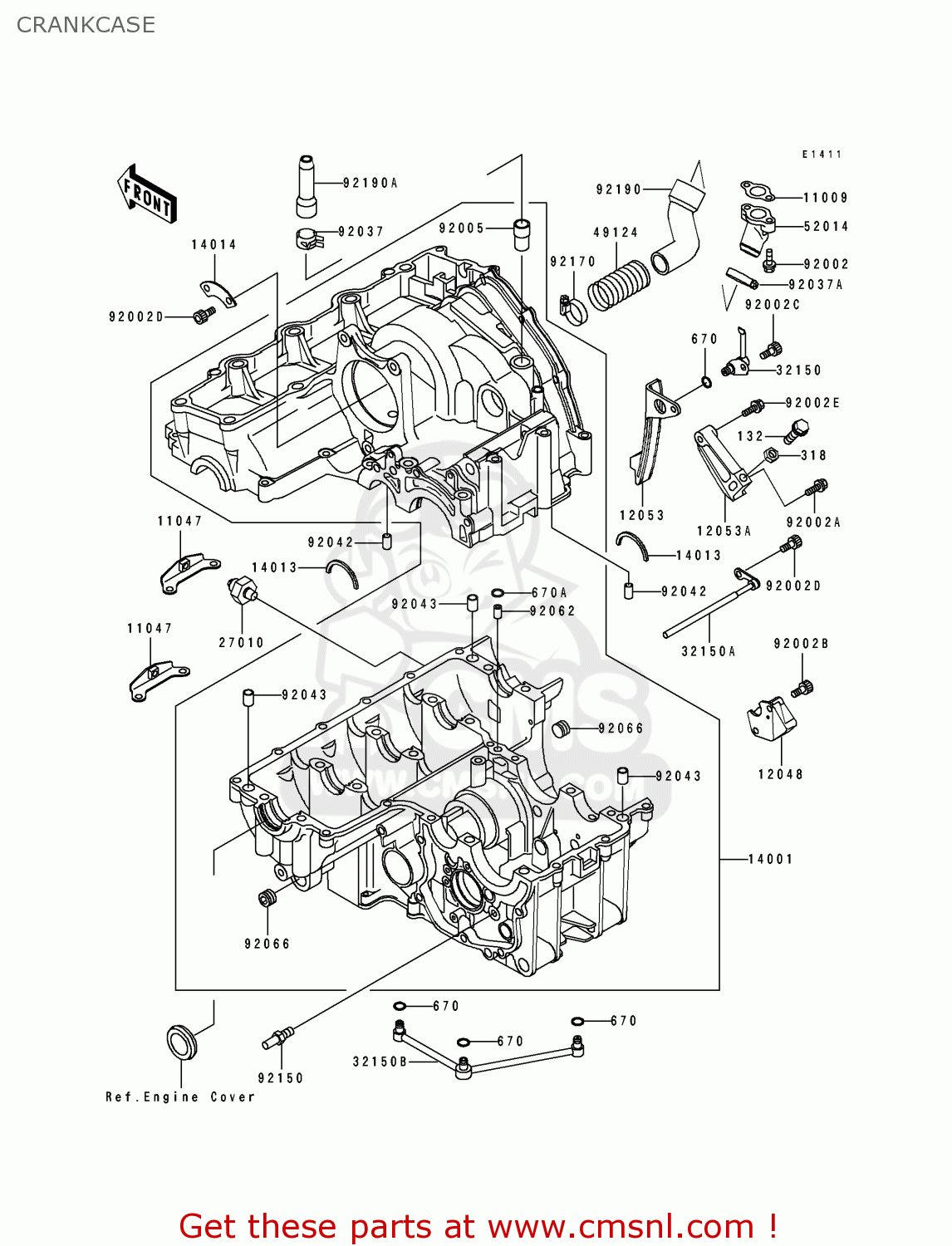 CRANKCASE ZX750J1 NINJA ZX7 1991 USA CALIFORNIA CANADA