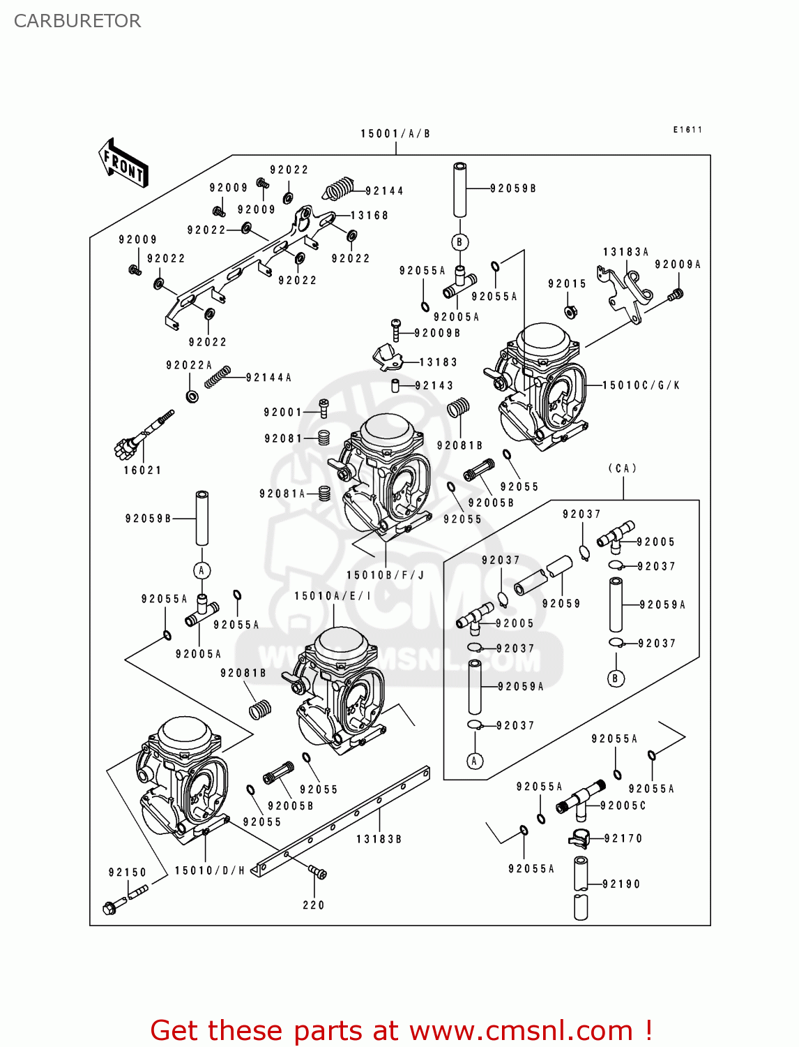 CARBURETOR ZX750J1 NINJA ZX7 1991 USA CALIFORNIA CANADA