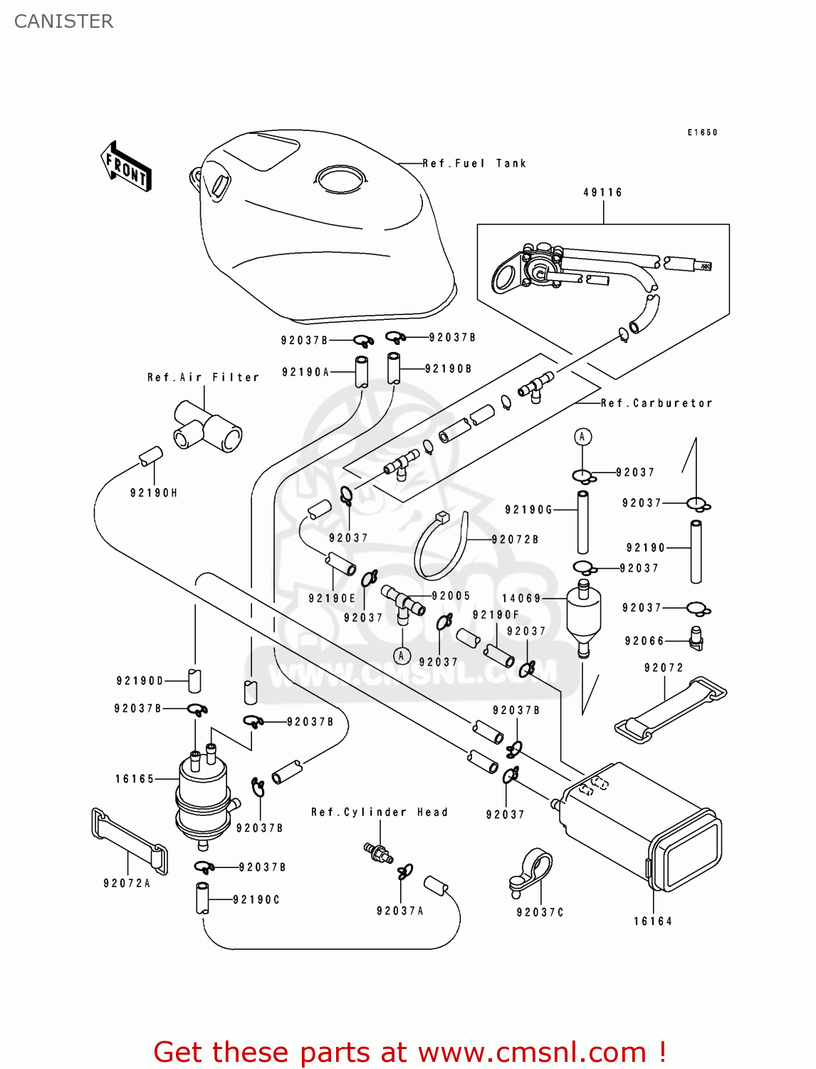 CANISTER ZX750J1 NINJA ZX7 1991 USA CALIFORNIA CANADA