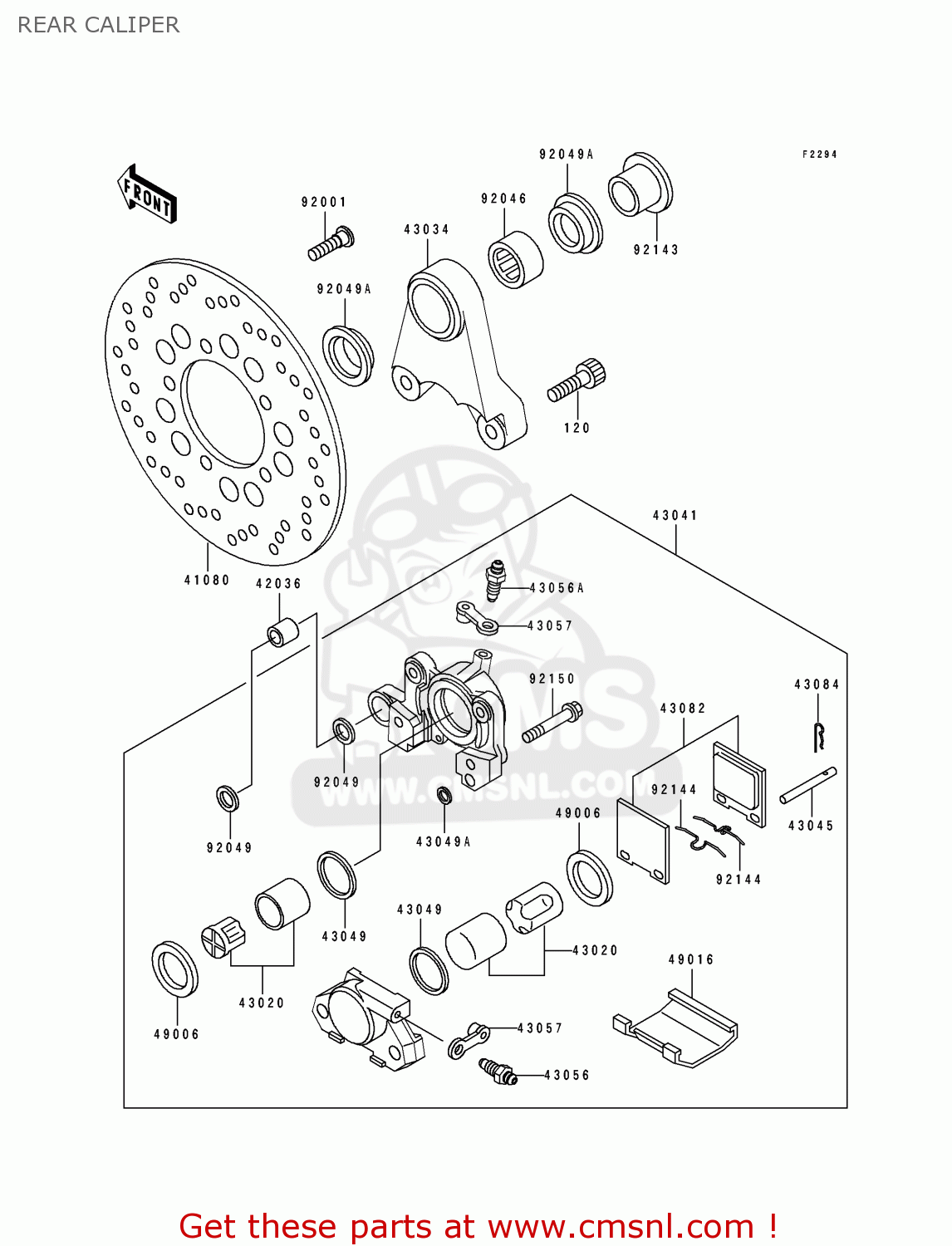 REAR CALIPER ZX750J1 NINJA ZX7 1991 USA CALIFORNIA CANADA