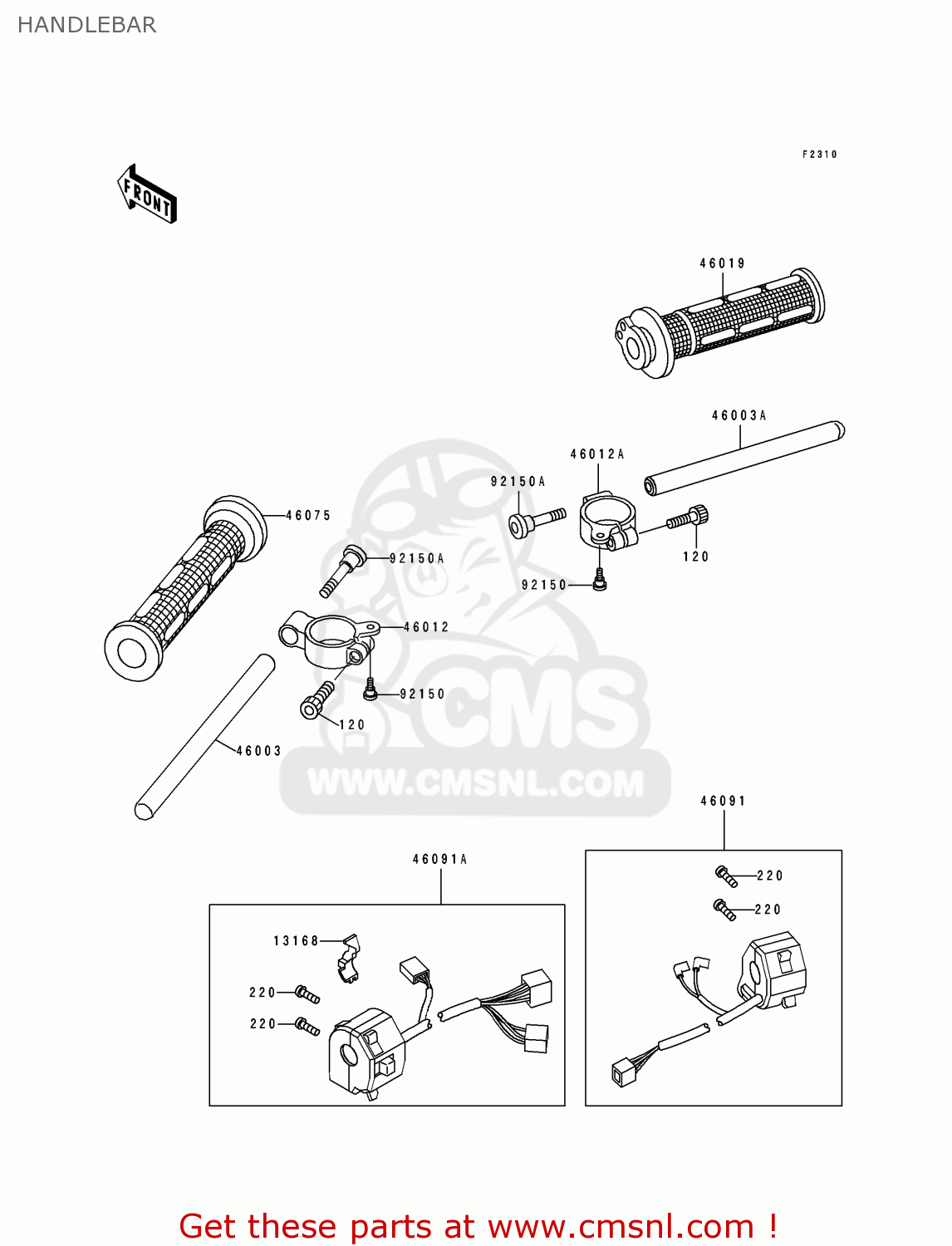 HANDLEBAR ZX750J1 NINJA ZX7 1991 USA CALIFORNIA CANADA