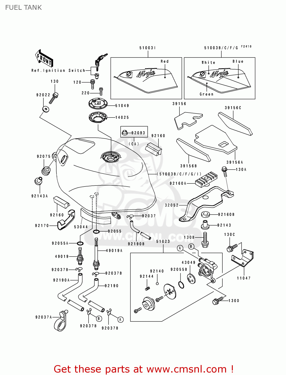 FUEL TANK ZX750J1 NINJA ZX7 1991 USA CALIFORNIA CANADA