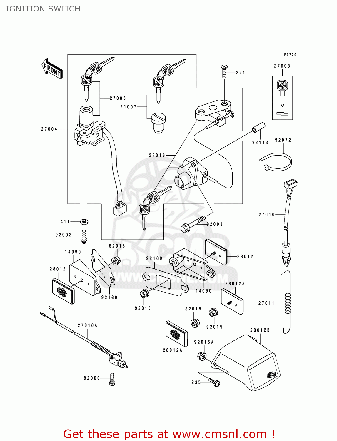 IGNITION SWITCH ZX750J1 NINJA ZX7 1991 USA CALIFORNIA CANADA