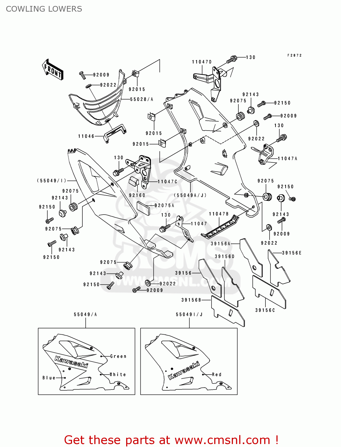 COWLING LOWERS ZX750J1 NINJA ZX7 1991 USA CALIFORNIA CANADA