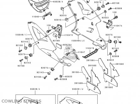 COWLING LOWERS - ZX750J1 NINJA ZX7 1991 USA CALIFORNIA CANADA