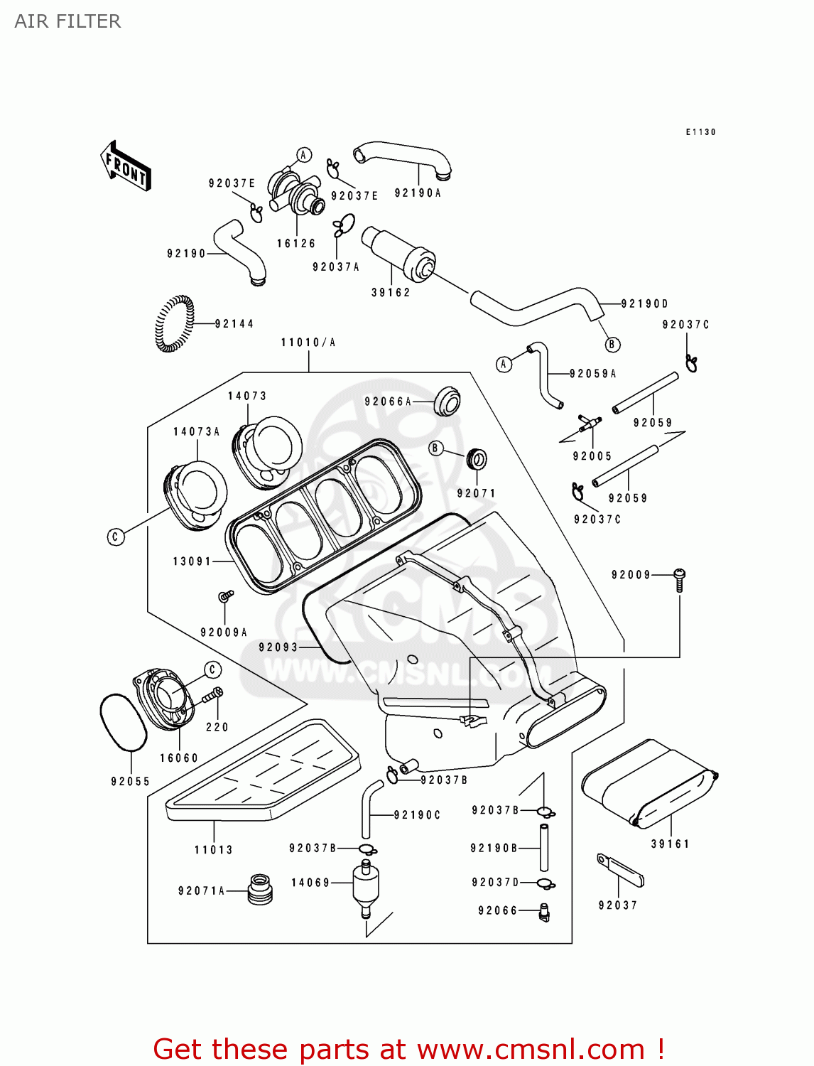 AIR FILTER ZX750J1 ZXR750 1991 EUROPE UK FR AR FG GR IT NR SD SP ST