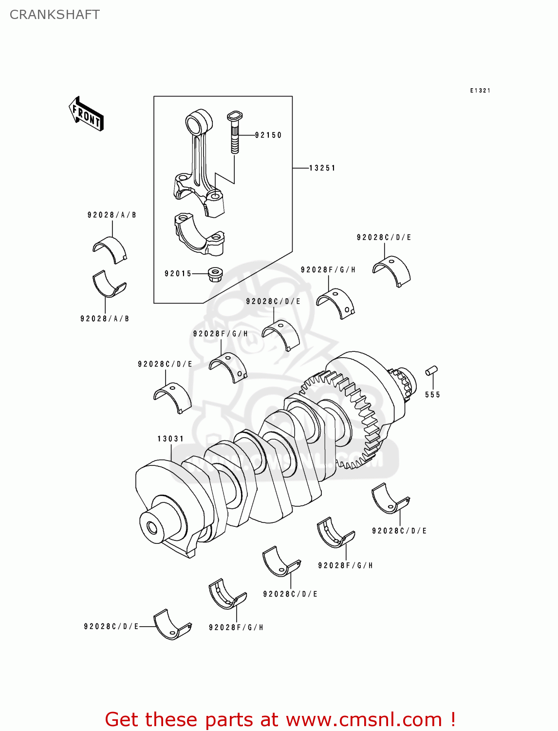 CRANKSHAFT ZX750J1 ZXR750 1991 EUROPE UK FR AR FG GR IT NR SD SP ST
