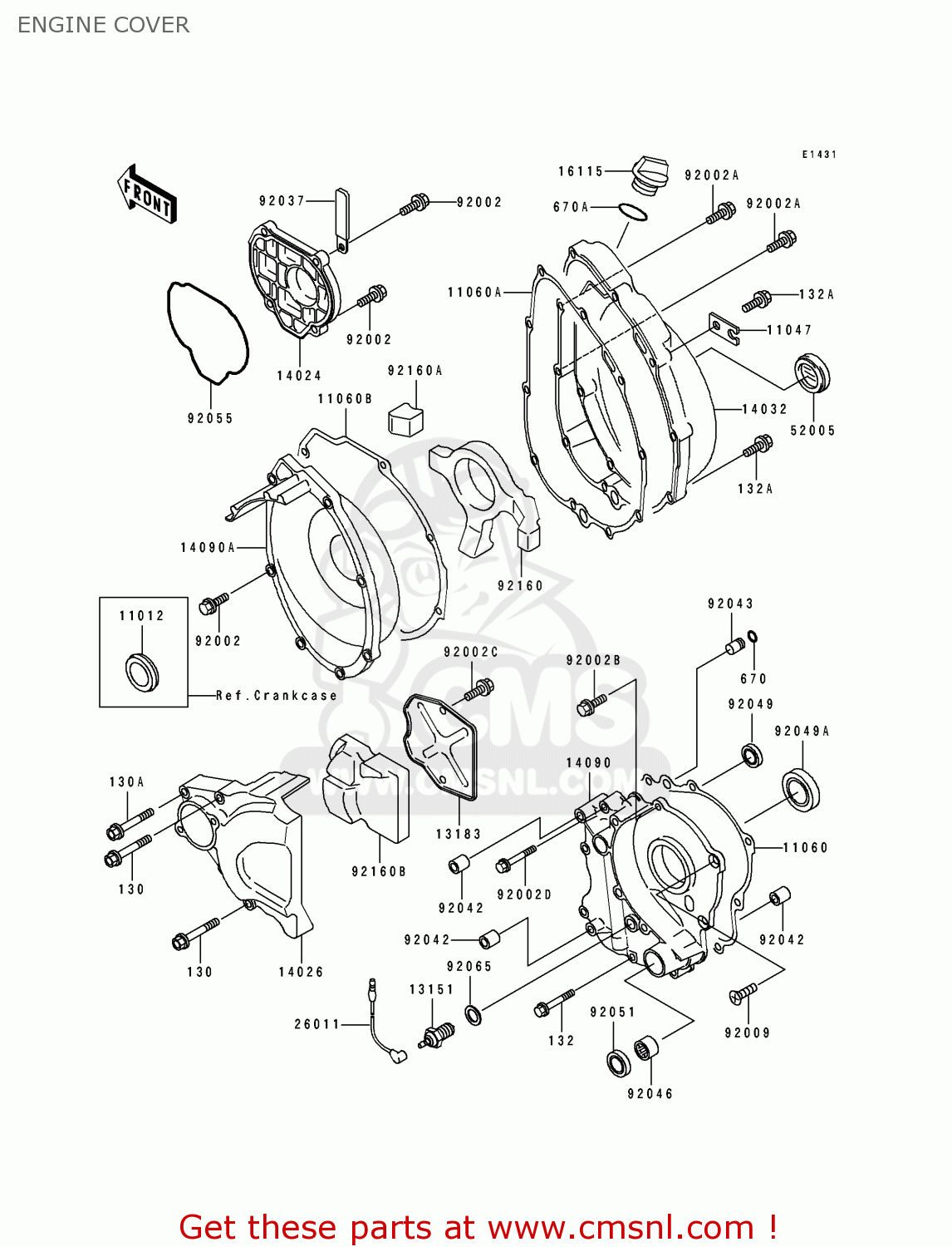 ENGINE COVER ZX750J1 ZXR750 1991 EUROPE UK FR AR FG GR IT NR SD SP ST