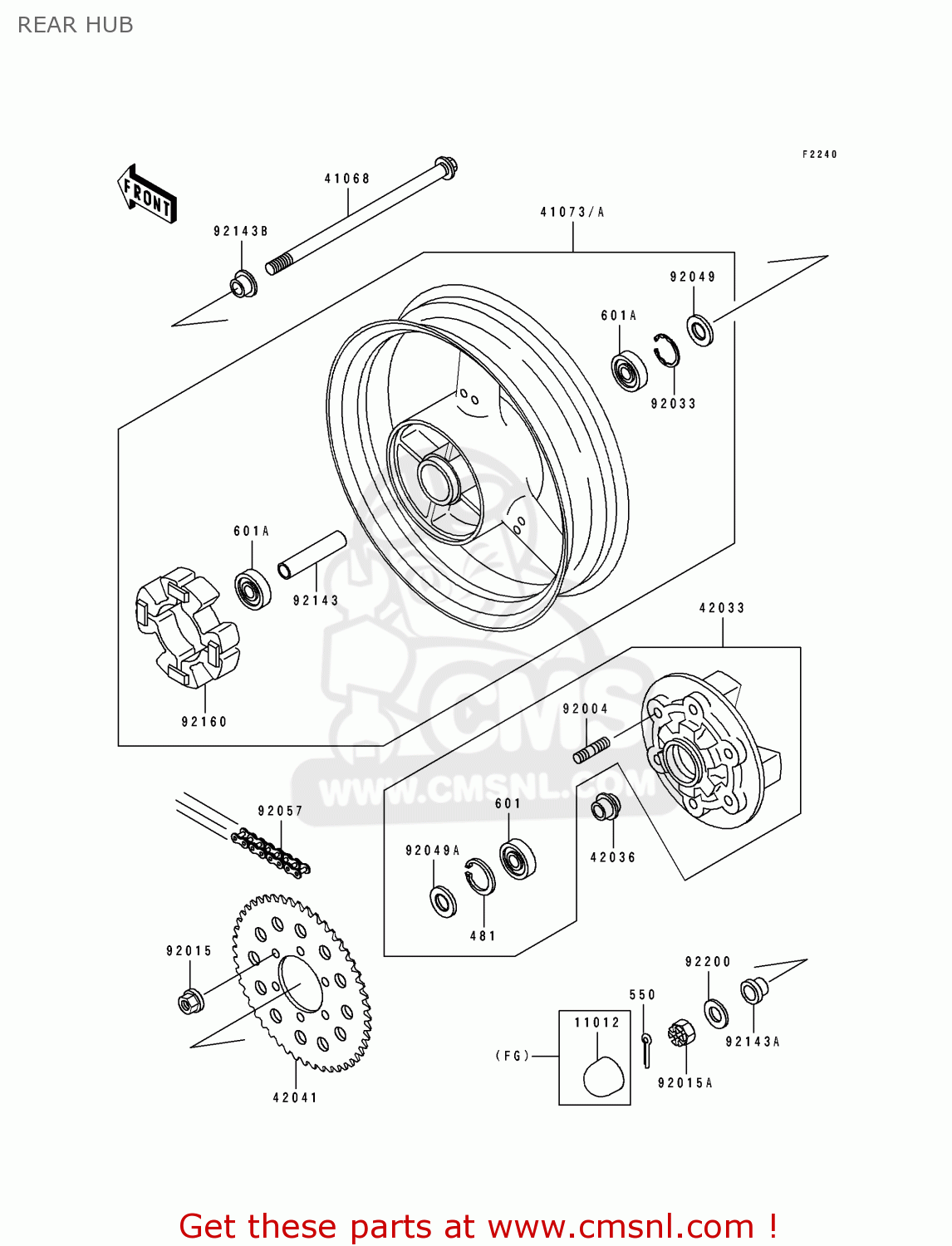 REAR HUB ZX750J1 ZXR750 1991 EUROPE UK FR AR FG GR IT NR SD SP ST