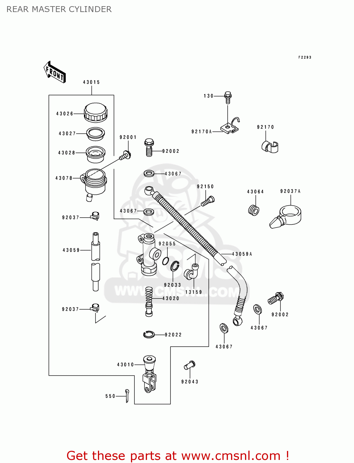 REAR MASTER CYLINDER ZX750J1 ZXR750 1991 EUROPE UK FR AR FG GR IT NR SD SP ST