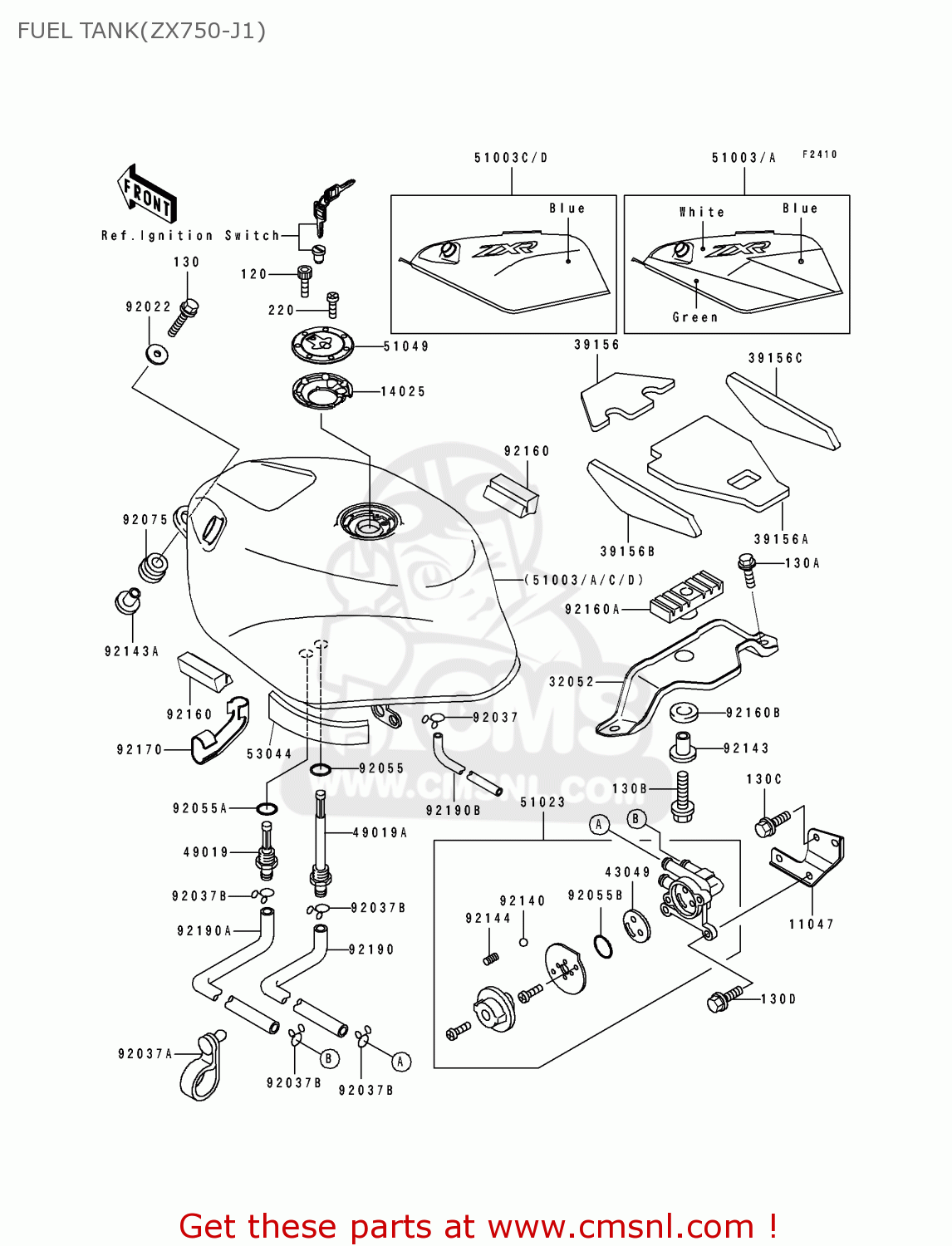 FUEL TANK(ZX750-J1) ZX750J1 ZXR750 1991 EUROPE UK FR AR FG GR IT NR SD SP ST