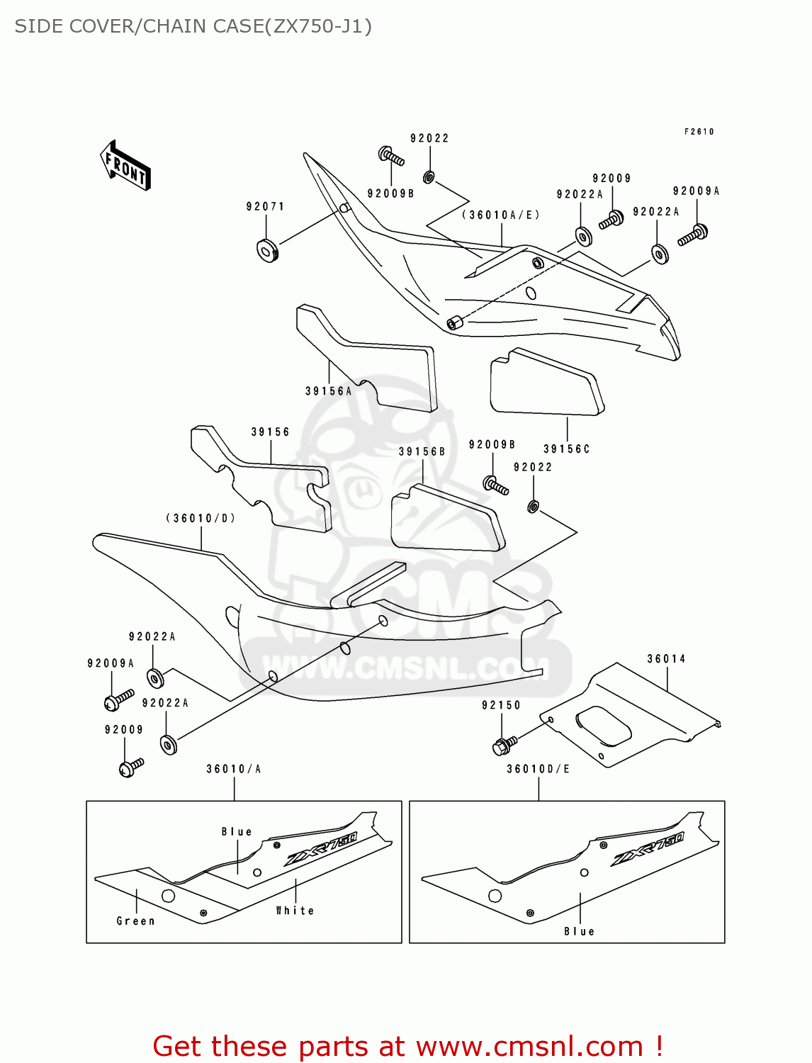 SIDE COVER/CHAIN CASE(ZX750-J1) ZX750J1 ZXR750 1991 EUROPE UK FR AR FG GR IT NR SD SP ST