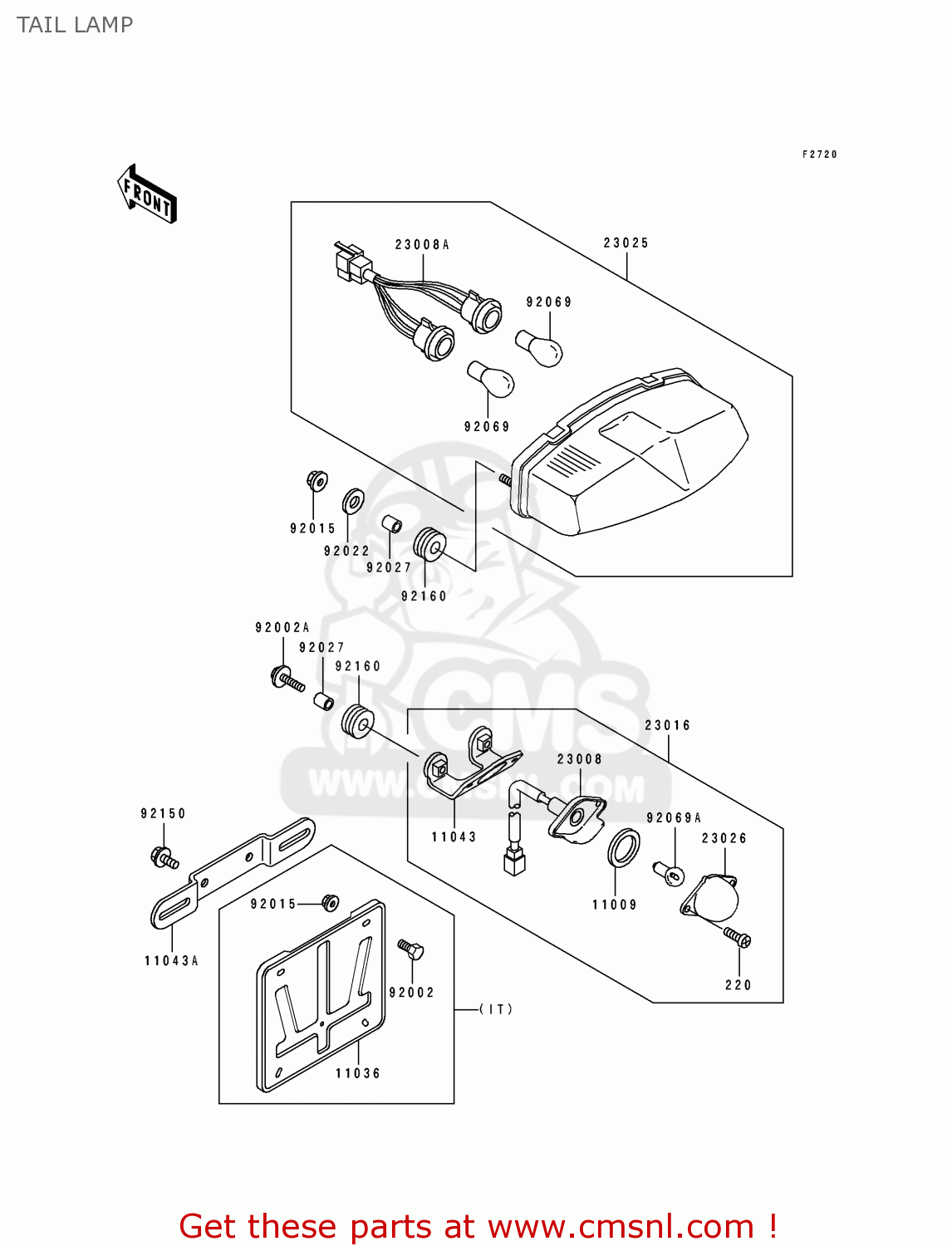 TAIL LAMP ZX750J1 ZXR750 1991 EUROPE UK FR AR FG GR IT NR SD SP ST