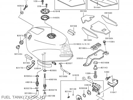 FUEL TANK(ZX750-J1) - ZX750J1 ZXR750 1991 EUROPE UK FR AR FG GR IT NR SD SP ST