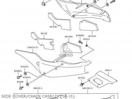 SIDE COVER/CHAIN CASE(ZX750-J1) - ZX750J1 ZXR750 1991 EUROPE UK FR AR FG GR IT NR SD SP ST