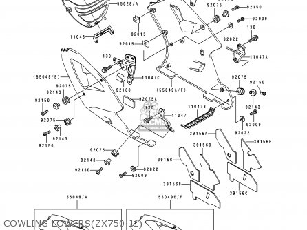 COWLING LOWERS(ZX750-J1) - ZX750J1 ZXR750 1991 EUROPE UK FR AR FG GR IT NR SD SP ST
