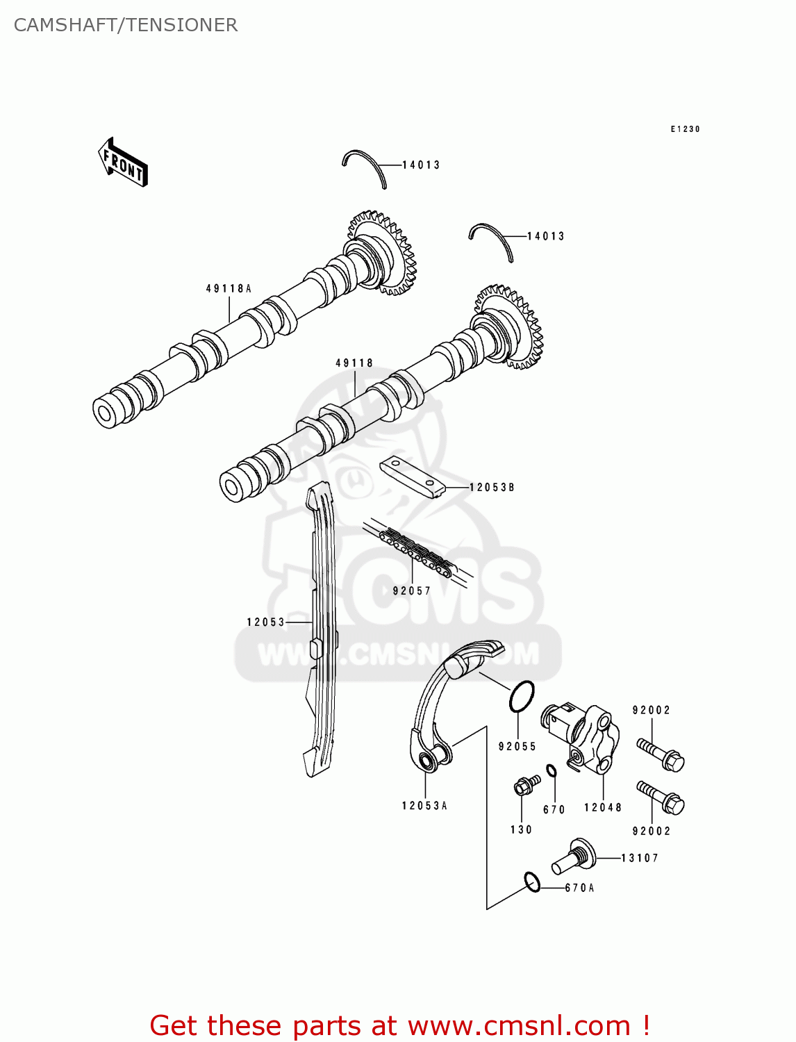 CAMSHAFT/TENSIONER ZX750J2 NINJA ZX7 1992 USA CALIFORNIA CANADA
