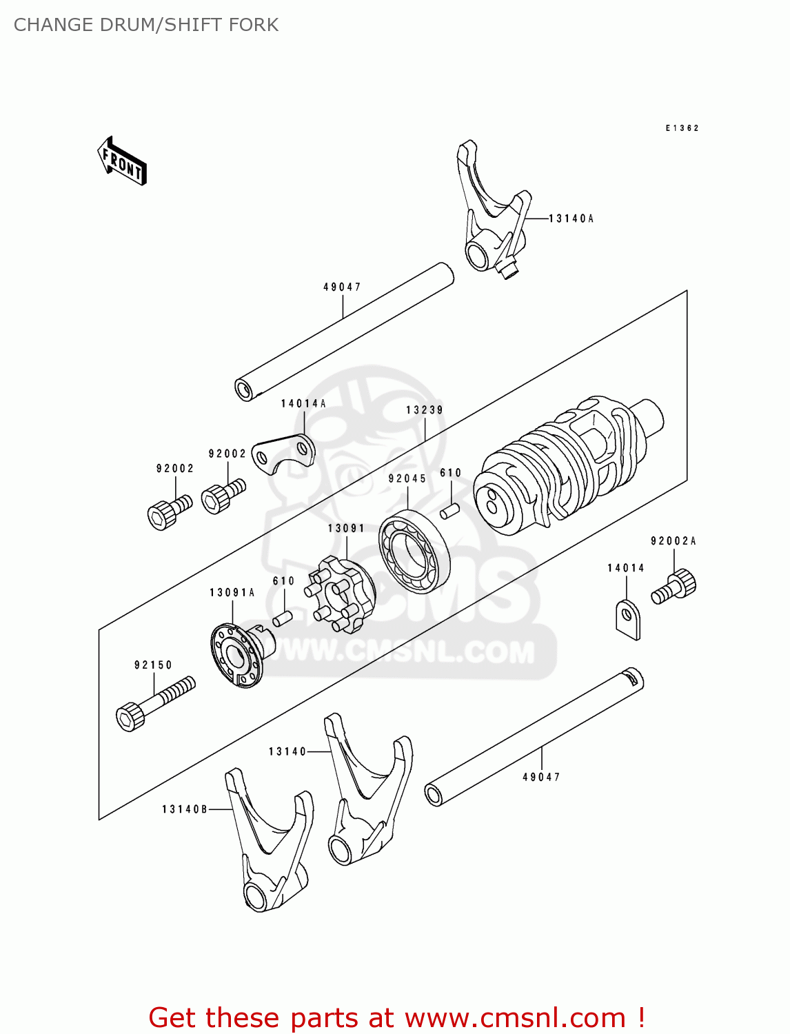 CHANGE DRUM/SHIFT FORK ZX750J2 NINJA ZX7 1992 USA CALIFORNIA CANADA