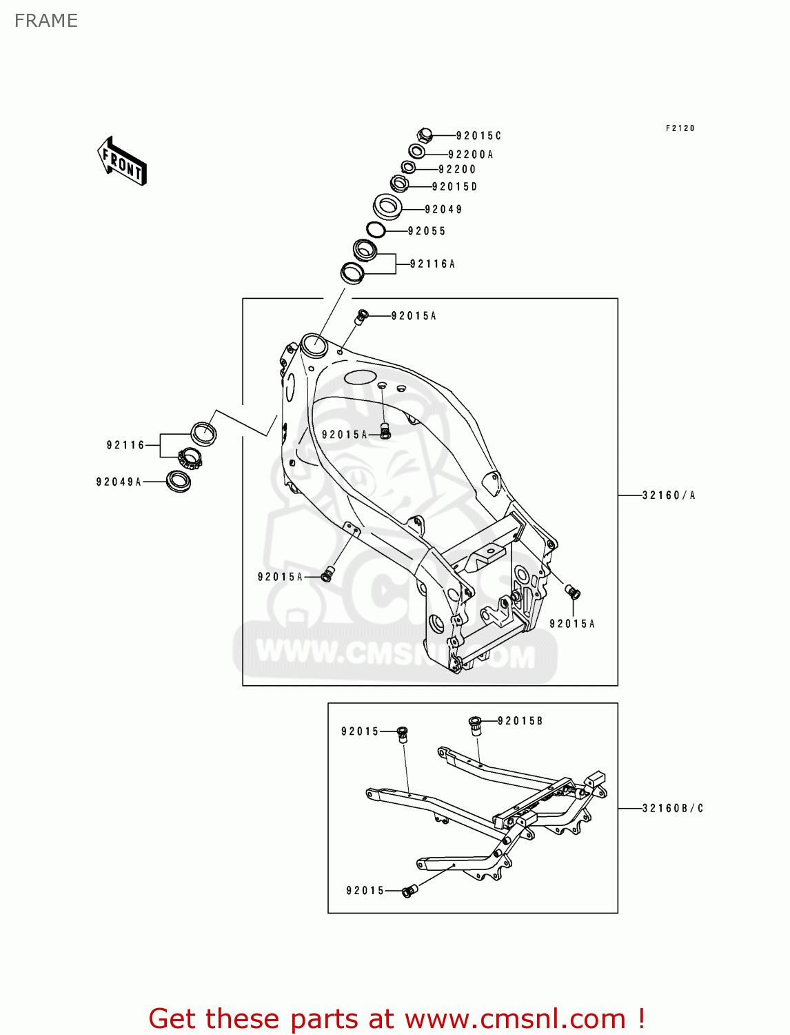 FRAME ZX750J2 NINJA ZX7 1992 USA CALIFORNIA CANADA