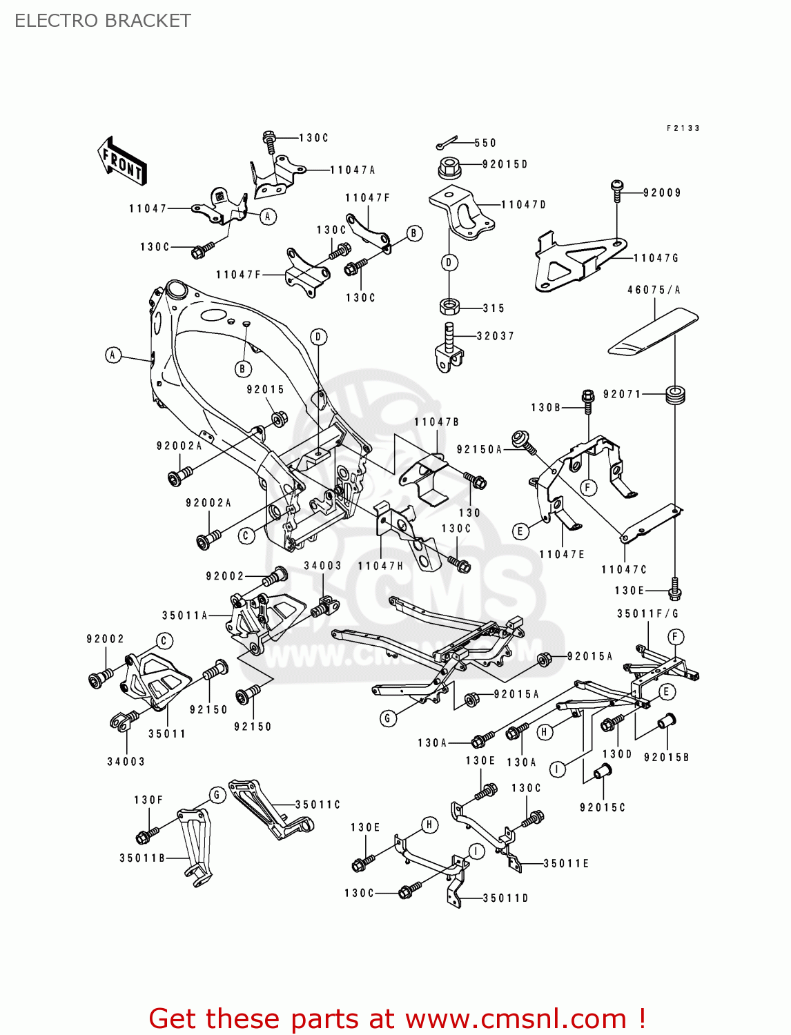 ELECTRO BRACKET ZX750J2 NINJA ZX7 1992 USA CALIFORNIA CANADA