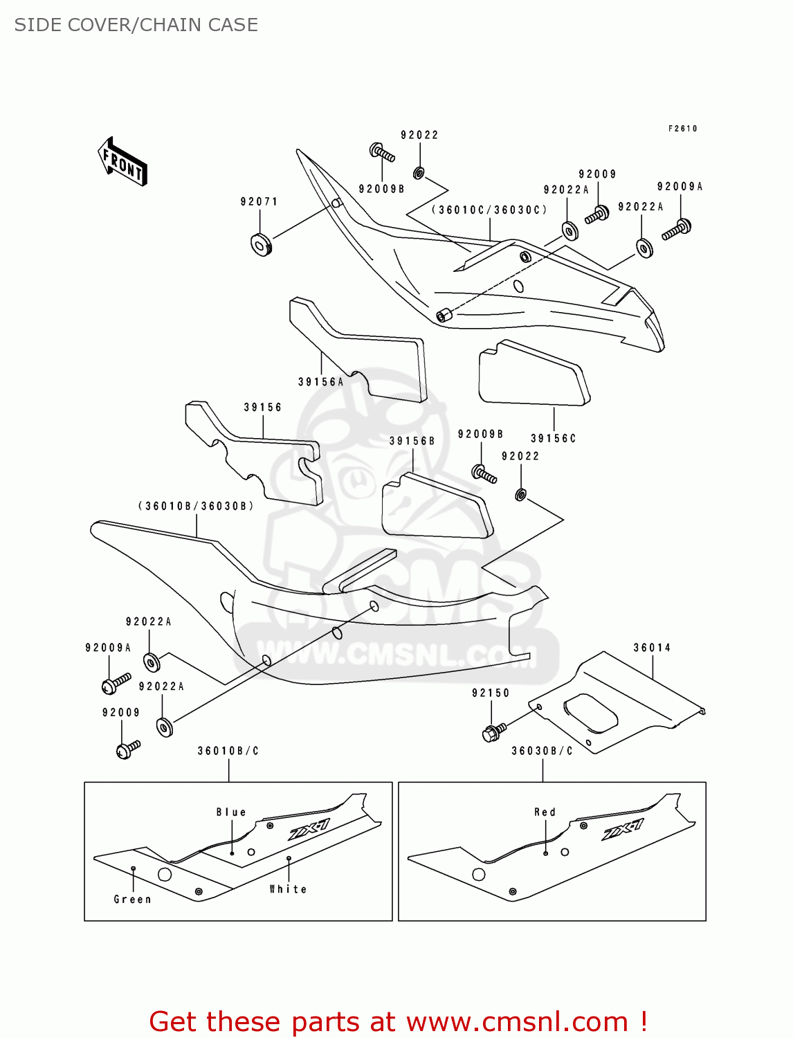 SIDE COVER/CHAIN CASE ZX750J2 NINJA ZX7 1992 USA CALIFORNIA CANADA