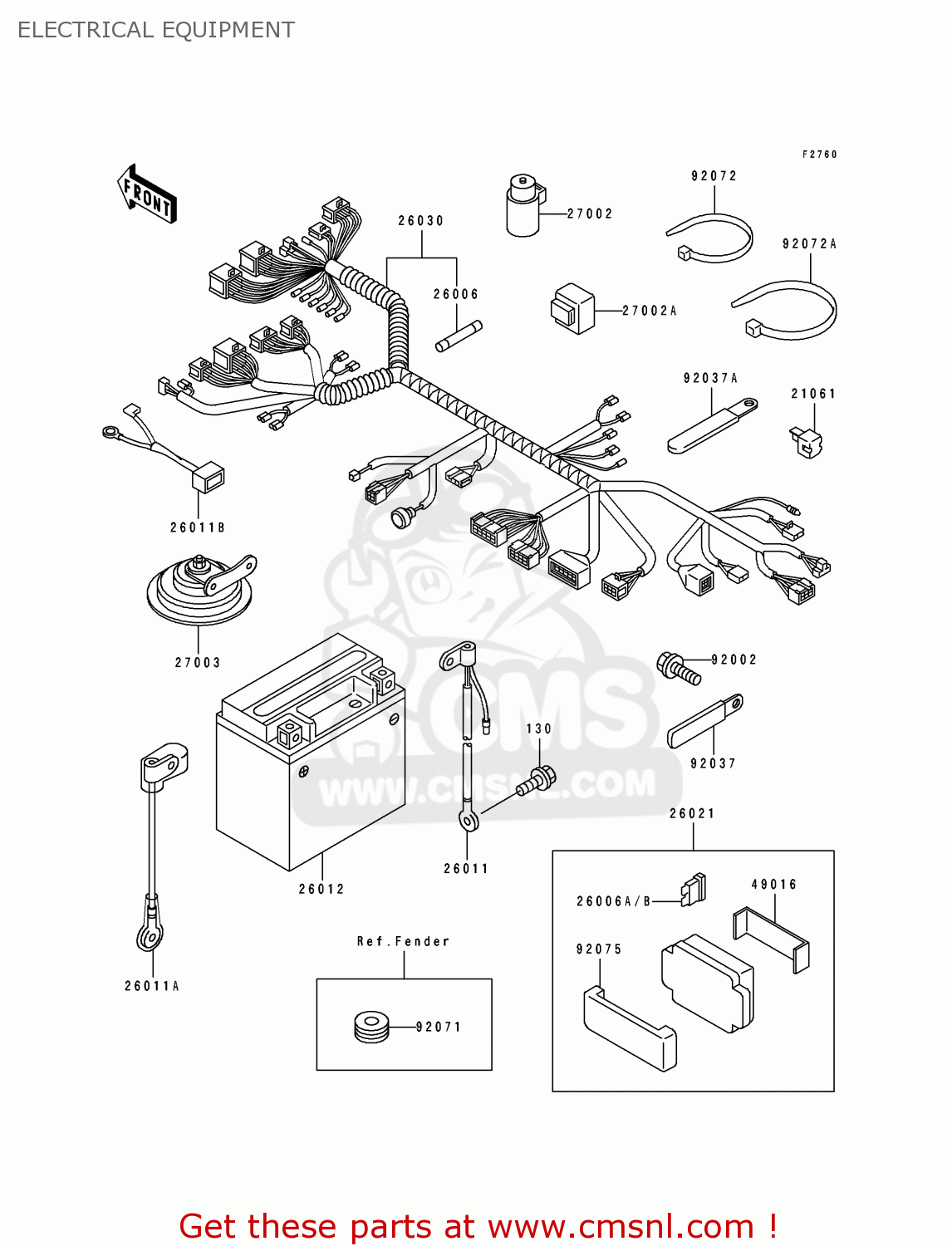 ELECTRICAL EQUIPMENT ZX750J2 NINJA ZX7 1992 USA CALIFORNIA CANADA