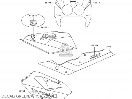 DECAL(GREEN/WHITE/BLUE) - ZX750J2 NINJA ZX7 1992 USA CALIFORNIA CANADA