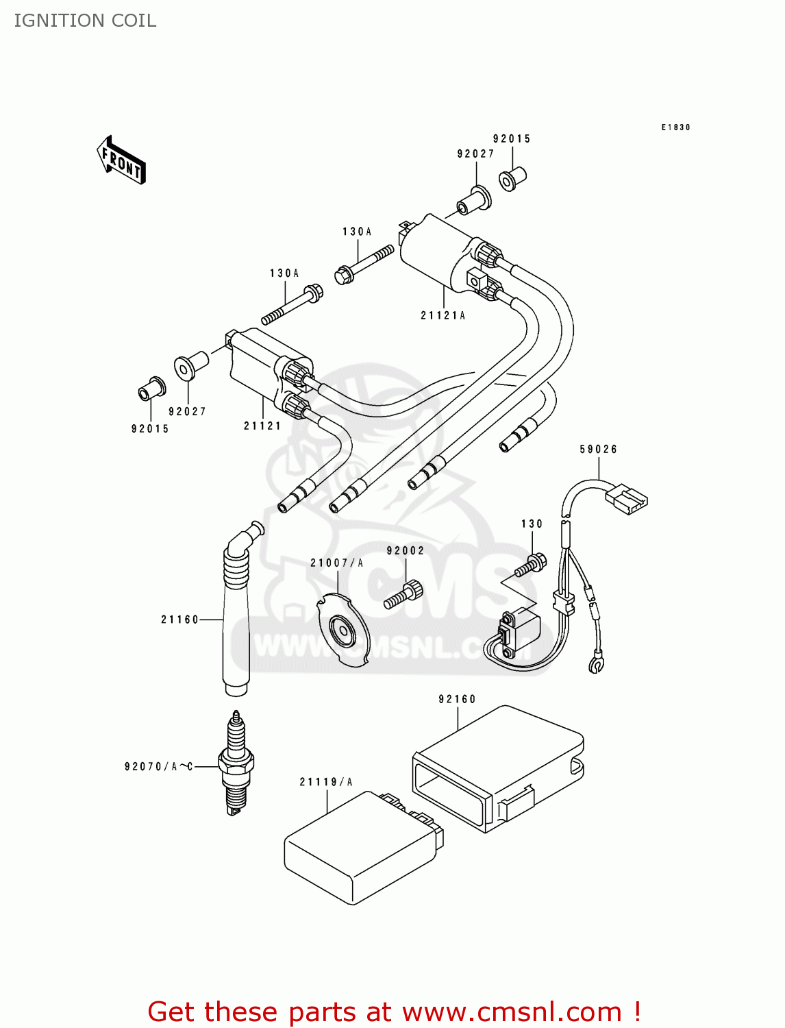 IGNITION COIL ZX750J2 ZXR750 1992 EUROPE UK FR AR FG GR IT NR SD SP ST