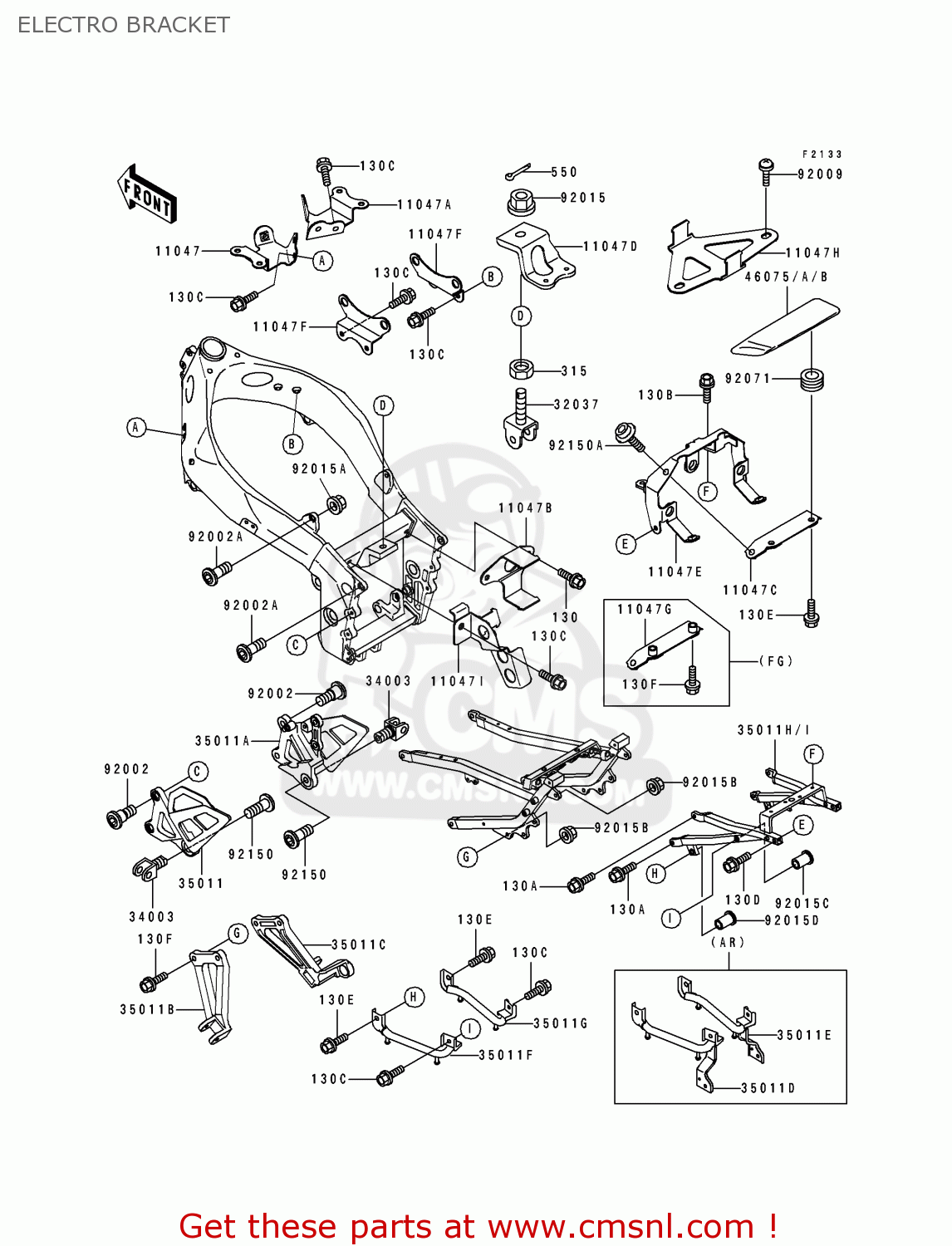 ELECTRO BRACKET ZX750J2 ZXR750 1992 EUROPE UK FR AR FG GR IT NR SD SP ST