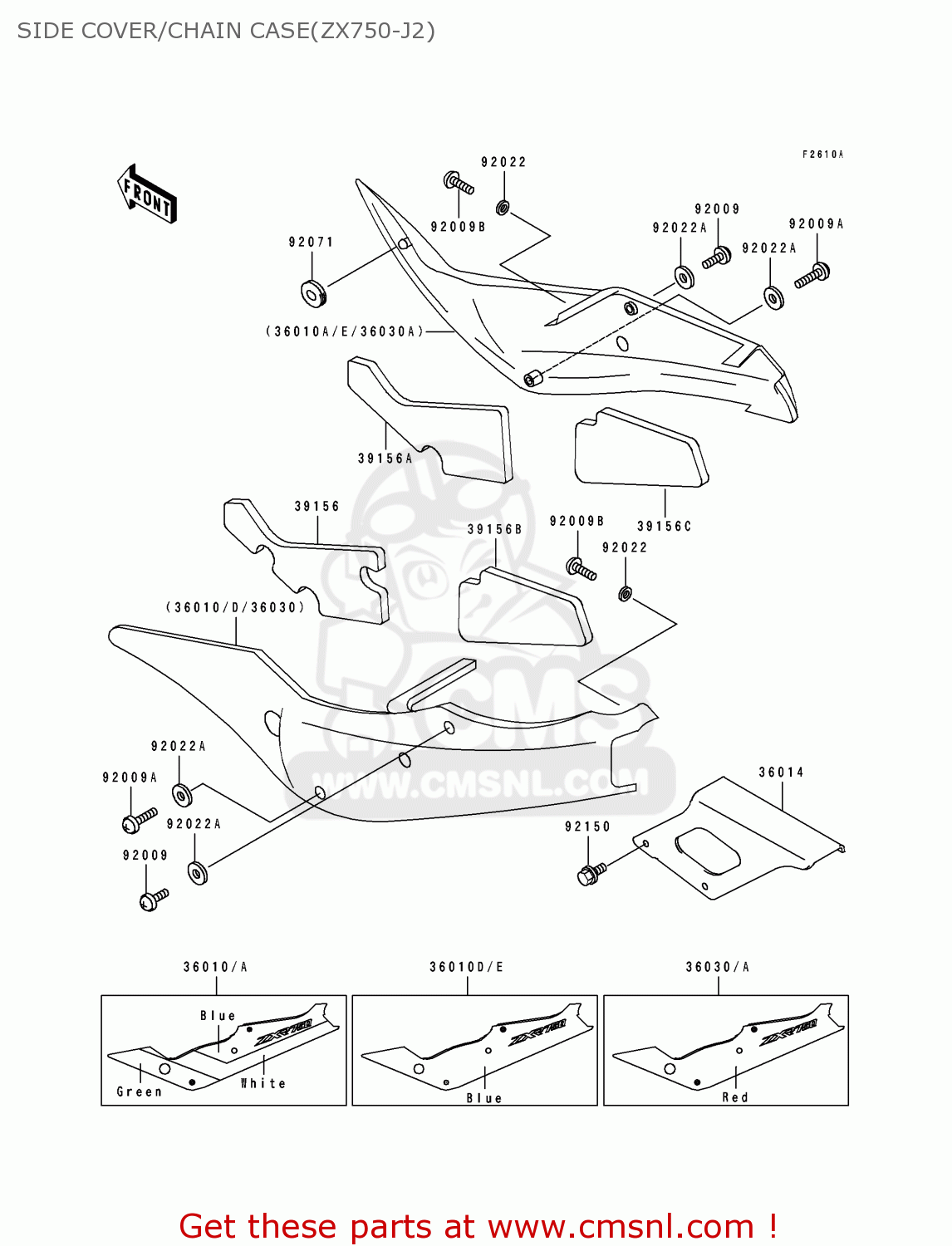 SIDE COVER/CHAIN CASE(ZX750-J2) ZX750J2 ZXR750 1992 EUROPE UK FR AR FG GR IT NR SD SP ST